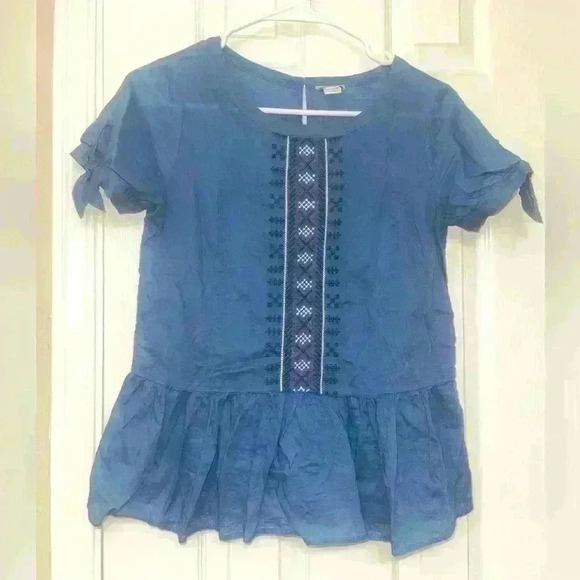 J CREW Embroidered tie-sleeve tee SIZE 00 - Picture 2 of 6